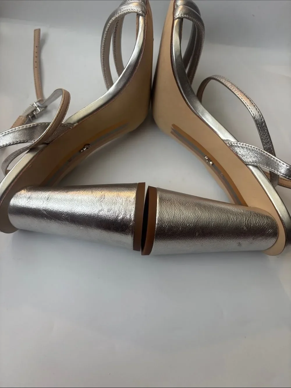 Sam Edelman Kia Sandals in Silver Leather Size 10 ~ New No Box